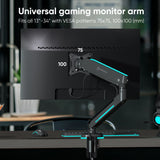 Gaming Monitor Desk Mount 13-34 Inch up to 19.8 LBS with RGB Smart Lighting ONKRON GM25, Grey