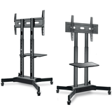 Mobile TV Stand Rolling TV Cart w/ 1 Shelf for 32"-65" up to 100 lbs TVs ONKRON TS1351, Black