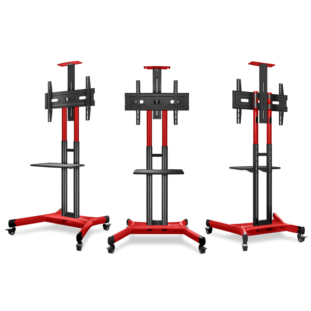 Mobile TV Stand Rolling TV Cart for 40” – 70 inch Screens up to 100 lbs ONKRON TS1551, Red