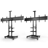 Dual Mobile TV Stand for Two 40''– 65'' Screens up to 100 lb. each ONKRON TS1881DV, Black