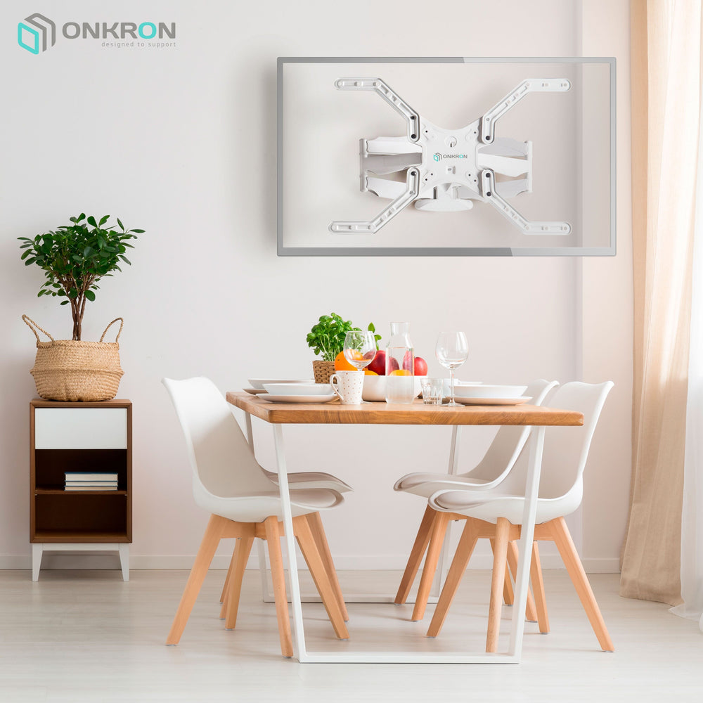 ONKRON TV Wall Mount Bracket Full Motion Articulating Arm 39" – 65 Inch Flat Screens up to 88 lbs White M5L